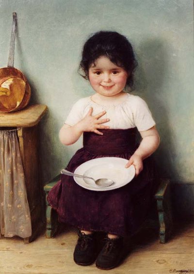 Little Girl in a Rustic Interior by Carl von Bergen